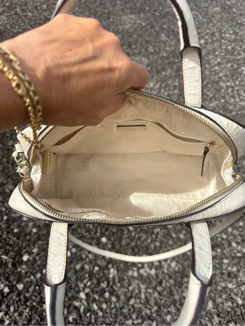 Kate Spade New York Ostrich Embossed Leather Satchel Crossbody Ivory Cream 2015 - Picture 8 of 12